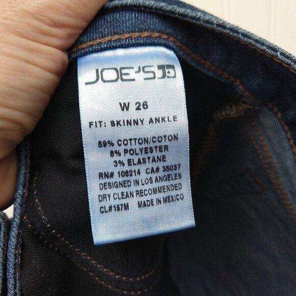 Joe's Skinny Ankle Jeans Size 26 Carlotta Wash Stretch Tapered Leg Dark Blue - Picture 8 of 9